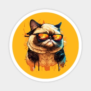 funny Cat wearing Sun Glasses happy summer holiday Magnet